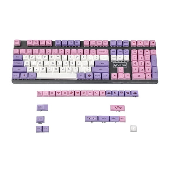 ZDA Profile Keycaps for Mechanical Keyboard 134 Keys Dye-sub PBT Pink White Keycap for 980 96 84 68 64 Layouts