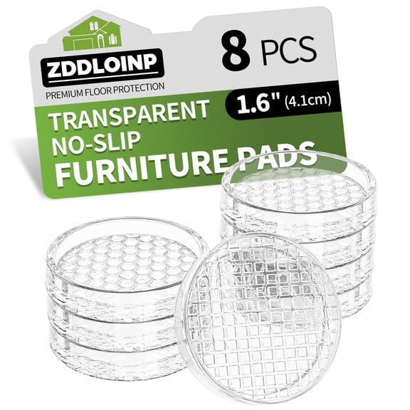 ZDDLOINP 1.6" Round Rubber Furniture Caster Cups, 8 PCS Chair Coasters for Carpet - Clear Non Slip Furniture Pads,Carpet Protector for Furniture Legs