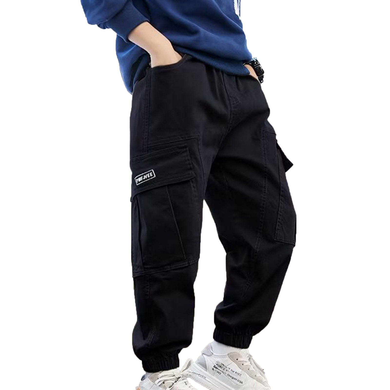 Boys Cotton Denim Cargo Pants â€“ Stretchable Joggers