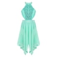 thumbnail image 1 of ZDHoor Girl's Irregular Hem Lyrical Dance Costume Sequin Halter Ballet Contemporary Dance Dress Mint Green 10, 1 of 8
