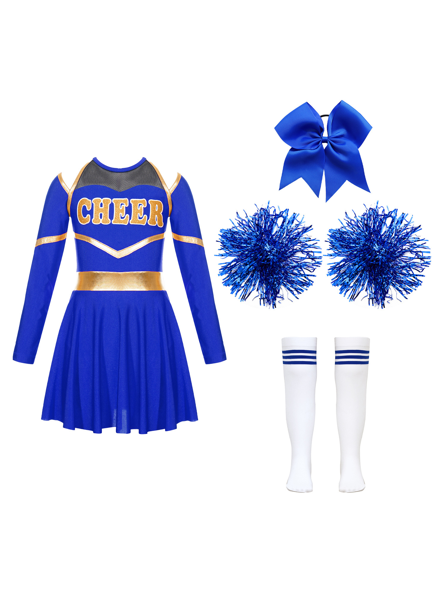 ZDHoor Girls Cheerleader Costume Halloween Party Dress Up Cheerleading 