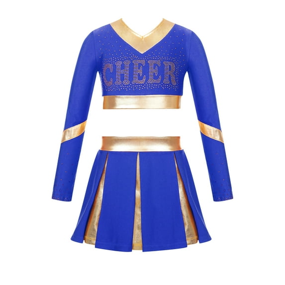ZDHoor Girls Cheerleading Costume Dance Outfits Skirt Set Fancy Dress for Halloween Party Birthday Royal Blue 10