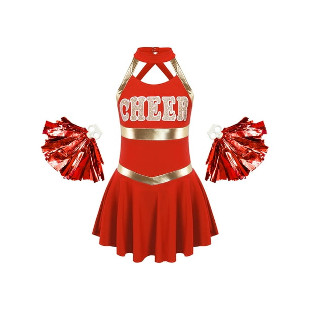 ZDHoor Girls Cheerleading Uniform Outfit Halloween Birthday Party Fancy