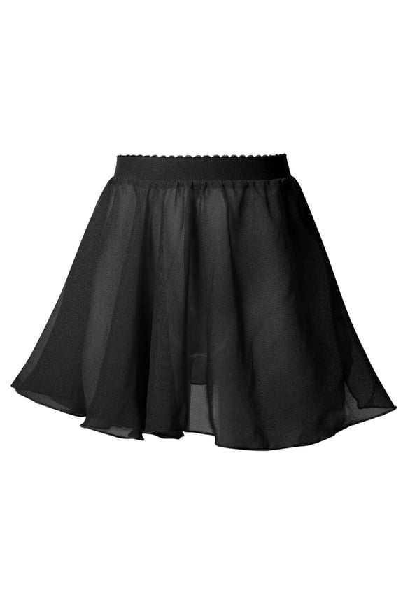 Girls Chiffon Pull On Ballet Dance Skirt Sheer Wrap Skirt Ballerina Dancewear,Sizes 2-16 Black-B 11-12