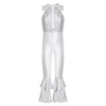 thumbnail image 1 of ZDHoor Girls Full Body Tank Unitard Shiny Sequins Dance Leotard with Ruffles Hem,Sizes 6-14 Silver 14, 1 of 7