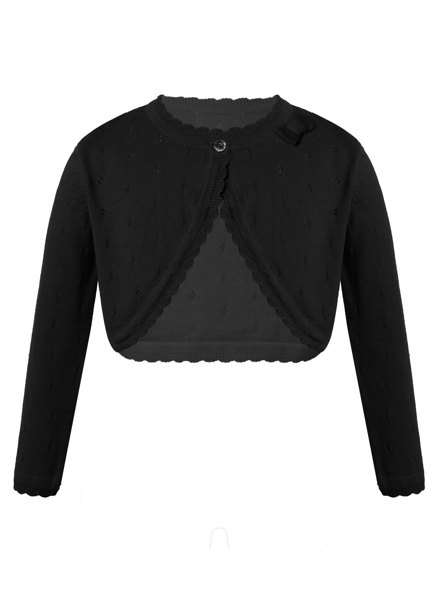 ZDHoor Girls Long Sleeve Sweater Button Up Bow Knit Outerwear Open