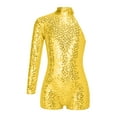 thumbnail image 1 of ZDHoor Girls Metallic Sequin Gymnastic Leotard Single Long Sleeve Bodysuit One Piece Unitard Dancewear Gold 6, 1 of 5