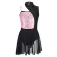 thumbnail image 1 of ZDHoor Girls Off-Shoulder Shiny Sequins Ballet Dance Gymnastics Leotard Mesh Skirt Lyrical Dance Dress Pink 12, 1 of 5