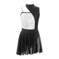 thumbnail image 1 of ZDHoor Girls Off-Shoulder Shiny Sequins Ballet Dance Gymnastics Leotard Mesh Skirt Lyrical Dance Dress Silver 8, 1 of 7