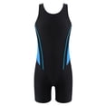 thumbnail image 1 of ZDHoor Girls One-Piece Swimwear Racer Back Athletic Swimming Jumpsuit Bathing Suit Blue&Black 14, 1 of 6