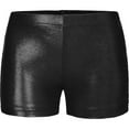 thumbnail image 1 of ZDHoor Girls Shiny Dance Shorts Gymnastics Athletic Shorts Elastic Waistband Tumbling Boxer Bottoms Black 3-4, 1 of 4