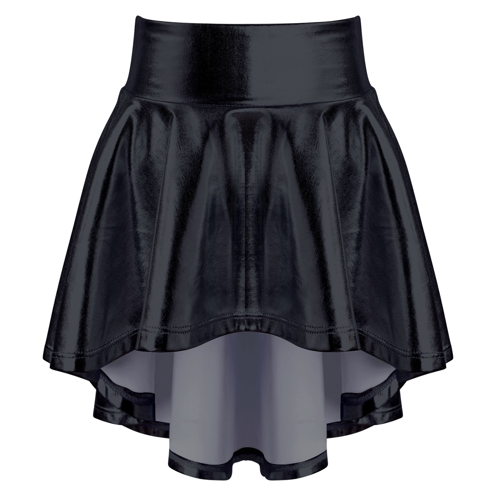 ZDHoor Girls' Shiny Metallic Skirt Flared Pleated ALine Mini Skater