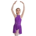 thumbnail image 1 of ZDHoor Girls Sparkle Lyrical Dance Dress Sleeveless Halter Leotard Wrap Skirt Ballet Latin Dancewear Purple 12, 1 of 7
