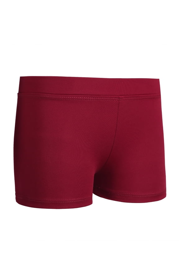 Girls Stretchy Boy-Cut Activewear Dance Shorts for Ballet Yoga Sports Workout Gym Dancewear Burgundy 6