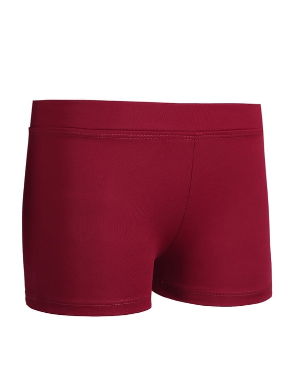 Girls Stretchy Boy-Cut Activewear Dance Shorts for Ballet Yoga Sports Workout Gym Dancewear Burgundy 8