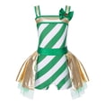 thumbnail image 1 of ZDHoor Girls Striped Candy Cane Christmas Costumes CrissCross Back Ballet Dance Gymnastics Leotard Bodysuits Green-B 12, 1 of 5