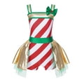 thumbnail image 1 of ZDHoor Girls Striped Candy Cane Christmas Costumes CrissCross Back Ballet Dance Gymnastics Leotard Bodysuits Red-B 10, 1 of 7
