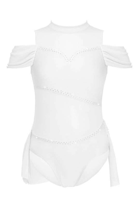 Girls Tweens Sleeveless Gymnastics Workout Bodysuit Ballet Dance Leotard Costume,Sizes 6-16 White 14