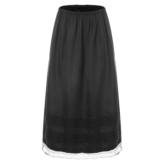 ZDHoor Half Slip Underskirt Women's Petticoat Lingerie Satin Half Slips for Under Dresses Slip Black L