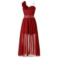 thumbnail image 1 of ZDHoor Junior Bridesmaid Dresses Girls Wedding Party Rhinestone Maxi High Low Long Evening Gown Burgundy 8, 1 of 6