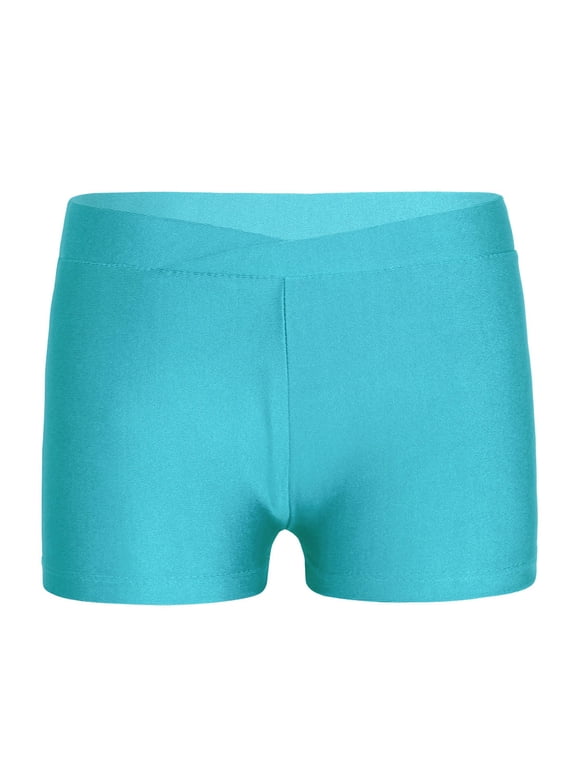 Kids Girls Active Ballet Dance Booty Shorts Workout Sports Gym Boy-Cut Boyshort Swim Trunks Blue Green 9-10