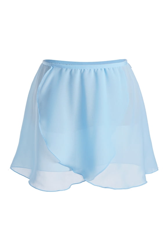 Kids Girls Ballet Dance Skirt Skating Over Scarf Chiffon Wrap Skirt Gymnastic Tutu Dress Ballerina Dancewear Light Blue 6-10