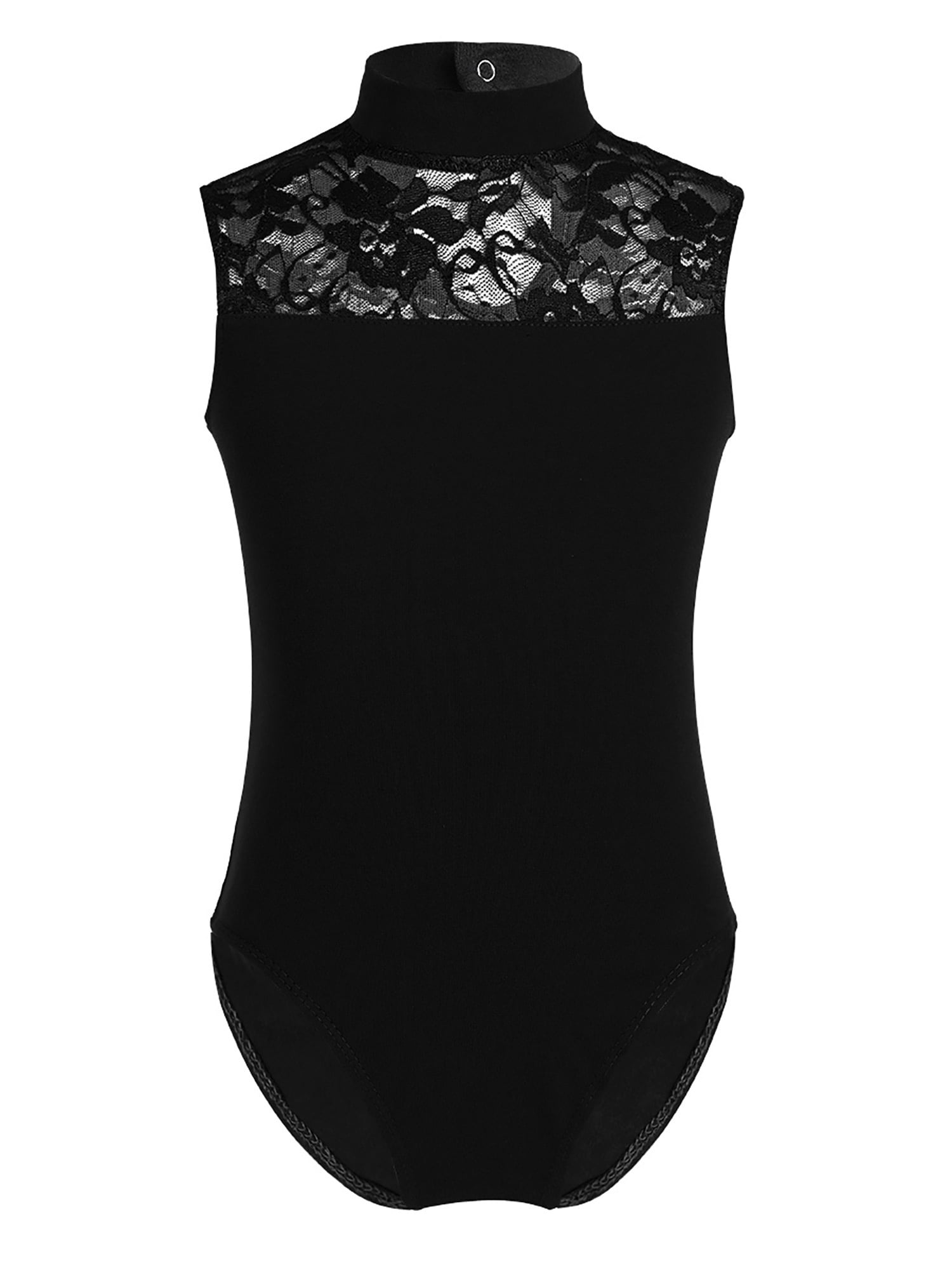 ZDHoor Kids Girls Ballet Dance Sleeveless Lace Turtle Neck Open Back