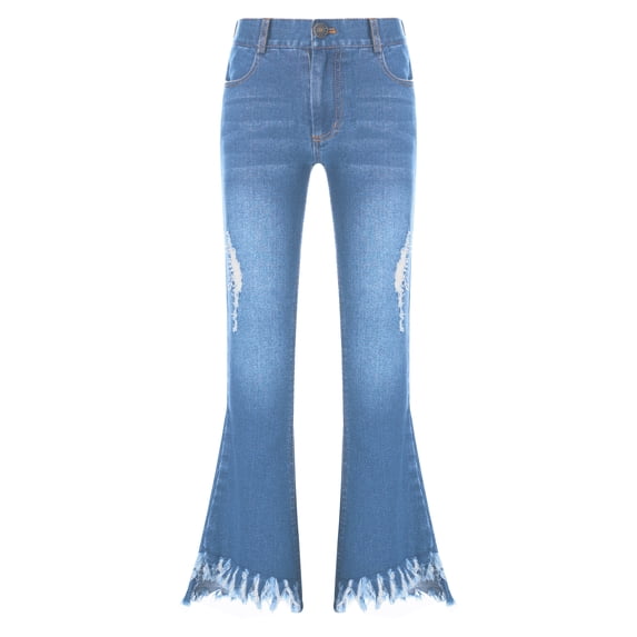 ZDHoor Kids Girls Casual Ripped Denim Pants Distressed Flare Jeans,Sizes 6-14 Light Blue 6