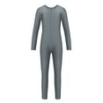 thumbnail image 1 of ZDHoor Kids Girls Crew Neck Long Sleeves Gymnastics Dance Jumpsuit Yoga Suit Grey M, 1 of 7