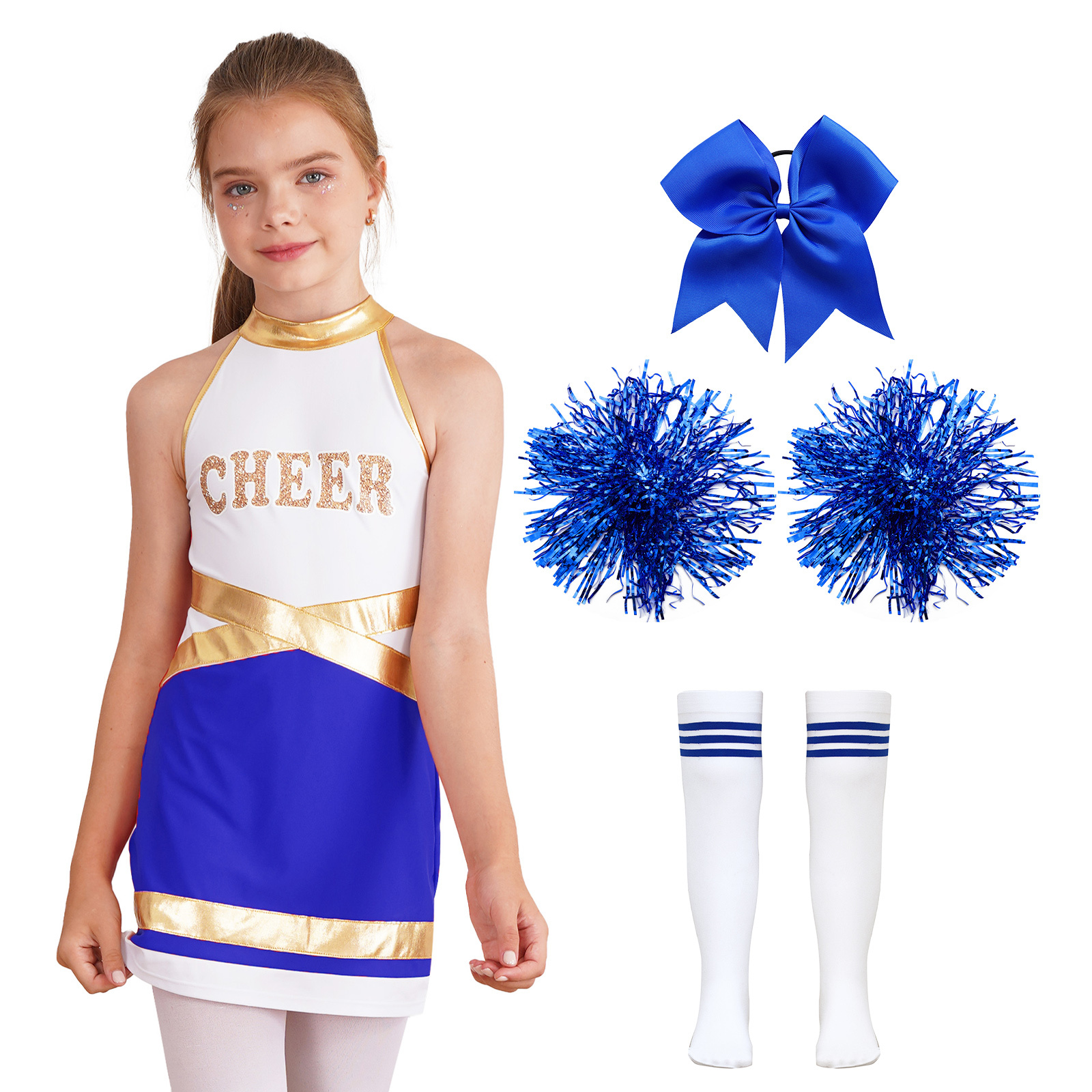 ZDHoor Kids Girls Halloween Cheerleading Cosplay Costume Sports Cheers
