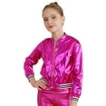 thumbnail image 1 of ZDHoor Kids Girls Jazz Hip Hop Dance Costume Metallic Long Sleeve Bomber Jacket Outwear Rose 8, 1 of 7