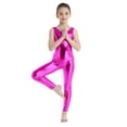 thumbnail image 1 of ZDHoor Kids Girls Metallic Sleeveless Ballet Jumpsuit Leotard Gymnastics Exercise Unitard Dancewear Rose 3-4, 1 of 7