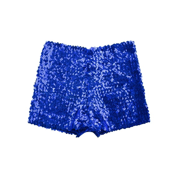 ZDHoor Kids Girls Sequins Dance Shorts Jazz Hip Hop Dance Performance Costume Shorts,Sizes 4-16 Royal Blue 5-6