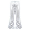 thumbnail image 1 of ZDHoor Kids Girls Shiny Sequins Dance Pants Bell-Bottoms for Jazz Hip-Hop Dance,Sizes 2-16 Silver 13-14, 1 of 7