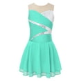thumbnail image 1 of ZDHoor Kids Girls Sparkling Rhinestones Ballet Skirted Leotard Figure Ice Skating Dress Light Green-B 10, 1 of 7