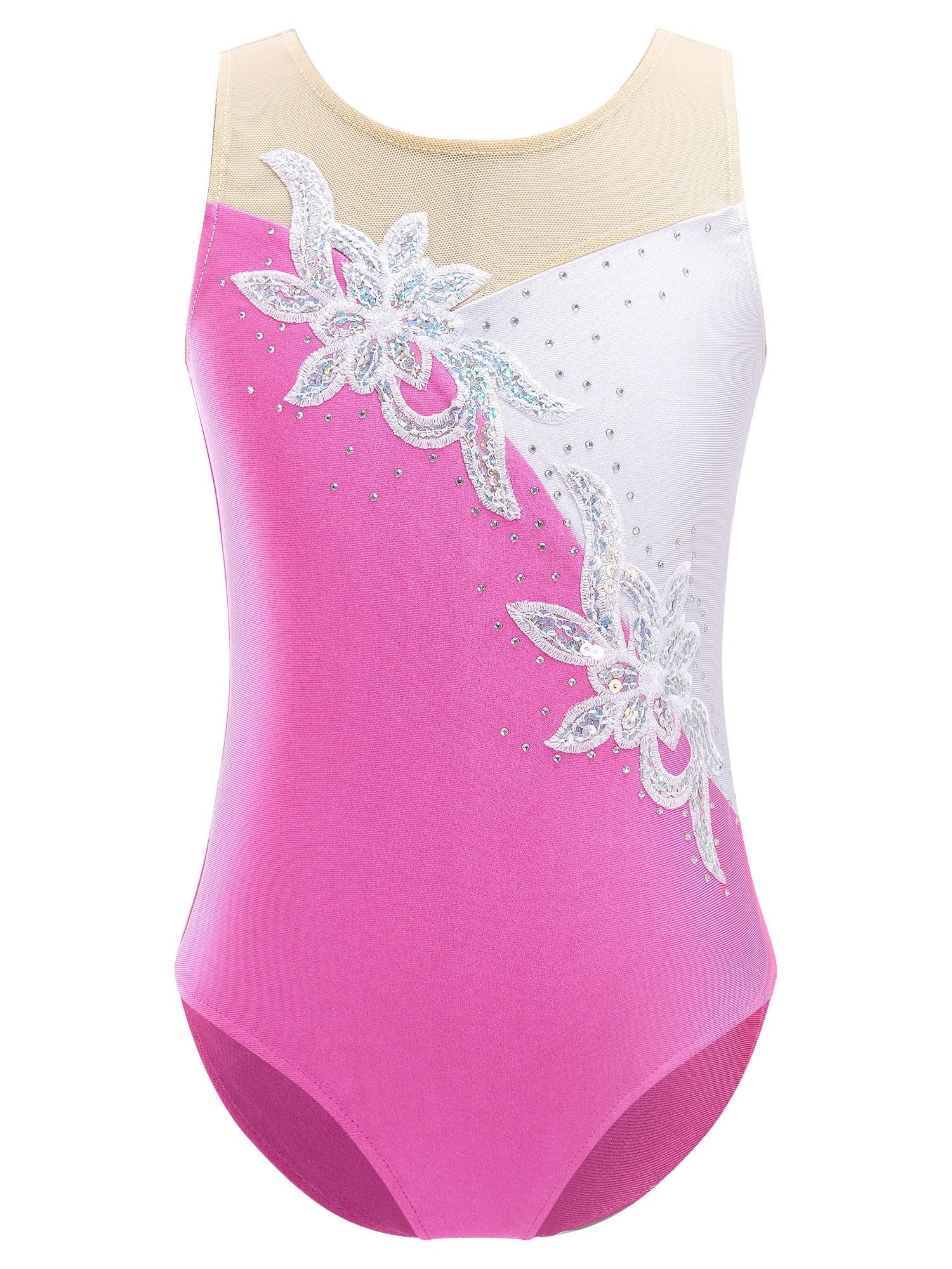 ZDHoor Kids Girls Sparkly Glitters Floral Ballet Gymnastics Leotard