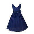 thumbnail image 1 of ZDHoor Kids V-Neck Princess Flower Girl Dress Bridesmaid Wedding Birthday Party Pageant Ball Gown Navy Blue 6, 1 of 6