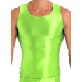 thumbnail image 1 of ZDHoor Mens Glossy Smooth Tank Top Stretchy Sleeveless Gym Workout Vest Tops Fluorescent Green XL, 1 of 7