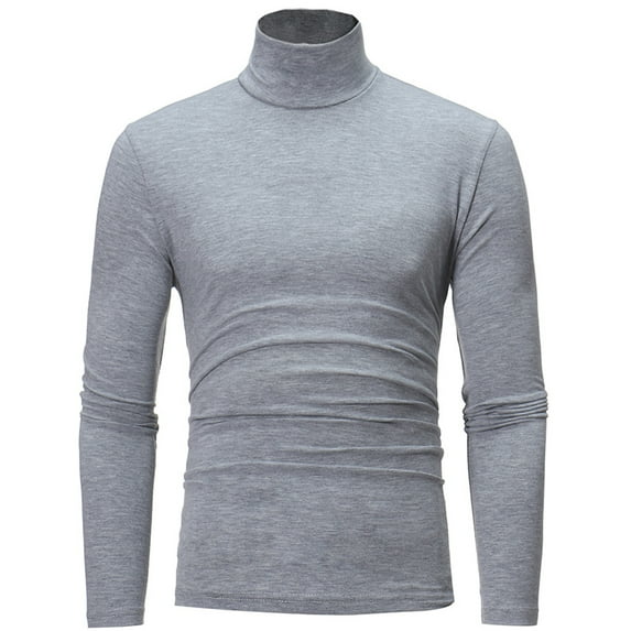 ZDHoor Mens Winter Warm Thermal Tops Long Sleeve Pullover Thermals Undershirts Gray S