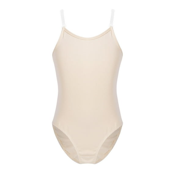 ZDHoor Women and Girls Nude Camisole Undergarment Leotard with Clear Transition Straps Nude 9-10