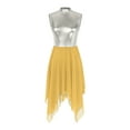 thumbnail image 1 of ZDHoor Women's Metallic Color Block Praise Lyrical Dance Dress Liturgical Worship Tunic Irregular Hem Dancewear Yellow L, 1 of 7