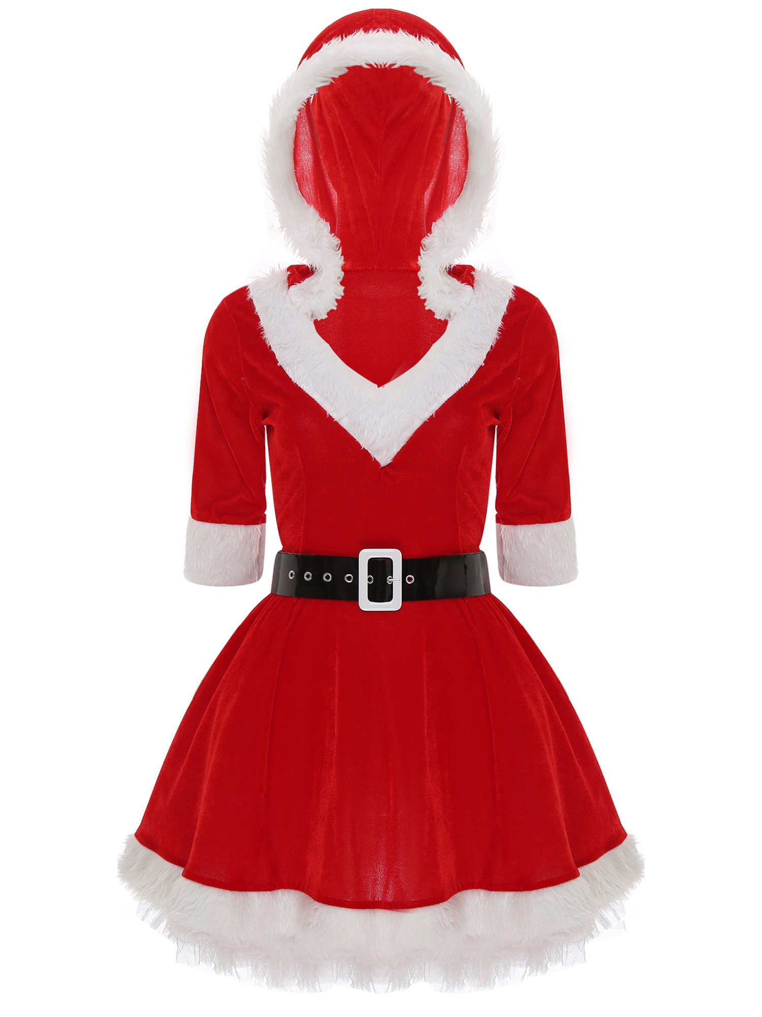 ZDHoor Women's Red Velvet Sweetie Mrs. Claus Christmas Santa Costume