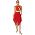 thumbnail image 1 of ZDHoor Womens Color Block Praise Liturgical Dance Costume Tunic Sleeveless Asymmetric Lyrical Dance Dress Red L, 1 of 7