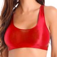 thumbnail image 1 of ZDHoor Womens Glossy Yoga Tops Shiny Racer Back Sports Gym Swimming Crop Tank Tops Red M, 1 of 7