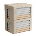 thumbnail image 1 of ZDM 2 Pack Clear Window Storage Bins Foldable Fabric Storage Bins Boxes for Clothes Stackable Box Organizer Set with Carrying Handles (Beige, 22L,15.7x 11.8x 7.8 Inch), 1 of 31