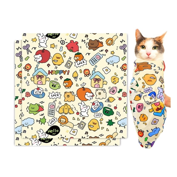 ZDM 2 Pcs Cat Wrap for Grooming,Cat Restraint Wrap for Cutting Nails,Fabric Burrito Wrap for Nail Clipping, Anti-Scratch, Anti-Escape,Multifunctional Swaddle Wrap Pet Tool (27.5 x 27.5 Inch)