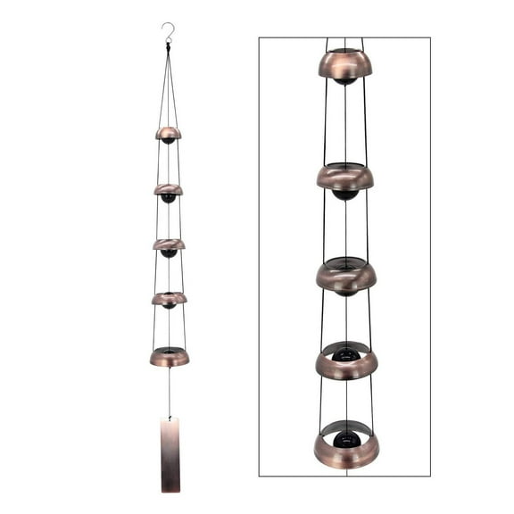 ZDM Bell Wind Chimes for Outside, Temple Wind Bell, Red Copper WindChimes with 5 Bells, Feng Shui Wind Chime for Home Yard Outdoor Decoration