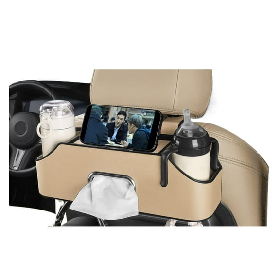 ZDM Car Back Seat Organizer with 2 Drink Cup Holder - Tissue Box and Storage Box Hook - Multi-Functional Storage - Great for Kids and Travel (Pink)