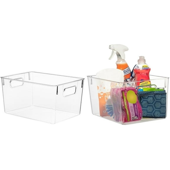 ZDM Clear Plastic Storage Bins Pantry Organizers & Storage Containers, Cabinet Organizer - Home Organization Must Haves for Kitchen, Laundry Room, Office, Closet, Garage & Freezer