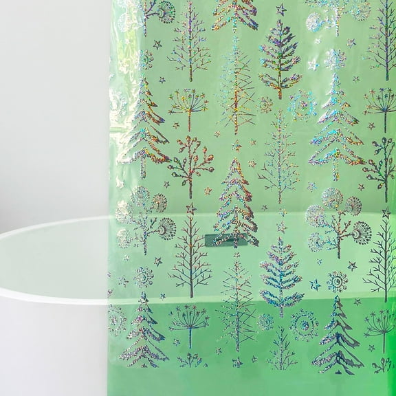 ZDM Clear Shower Curtain Liner,72Wx72H Inch Holographic Plastic Shower Liner,Glitter Star,Premium Light Weight,Thin PEVA Iridescent,Transparent Bathroom Decor Waterproof 12 Pack Plastic Hooks